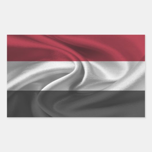 イエメン国旗 長方形シール (正面)