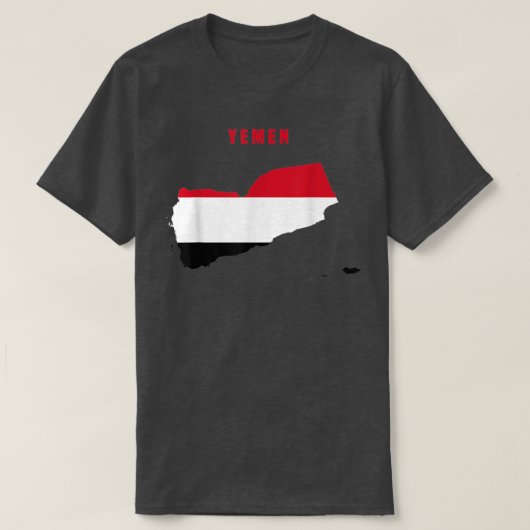 イエメン国旗Teeの地図の中 Tシャツ (デザイン正面)