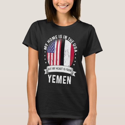 イエメン系アメリカ人パトリオ誇りを持ったットがアメリカ国旗 Tシャツ (正面)