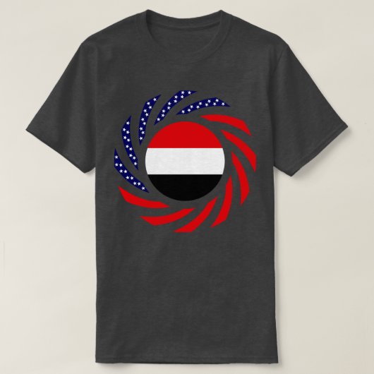 イエメン系アメリカ多国籍愛国国旗 Tシャツ (デザイン正面)