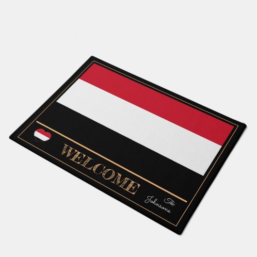 イエメン・イエメン国旗の家のマット/スポーツウェルカム ドアマット (アングル)