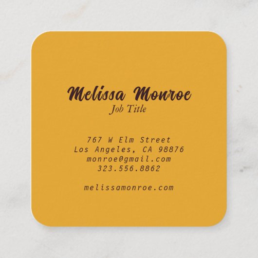 イエユニークロマスタードヒマワリタイポグラフィ スクエア名刺 (裏面)