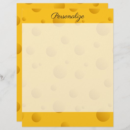 イエロおもしろいス・チーズのテクスチャー筆記紙 (正面/裏面)