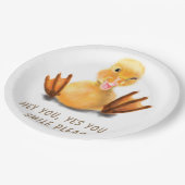 イエロおもしろいダック紙プレート-カスタム文字 ペーパープレート (アングル)