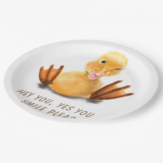 イエロおもしろいダック紙プレート-カスタム文字 ペーパープレート (アングル)