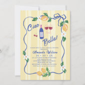 イエロお洒落ストリップチャオベラブライダルシャワー 招待状 (正面)