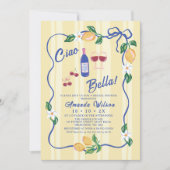 イエロお洒落ストリップチャオベラブライダルシャワー 招待状 (正面)