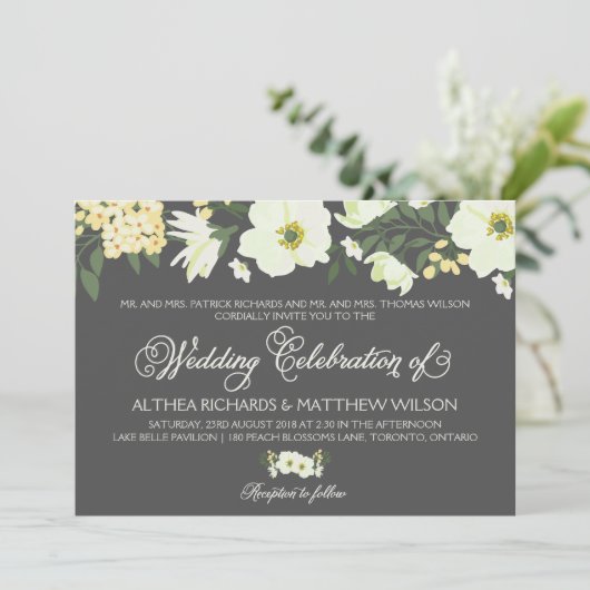 イエロかわいらしアネモネス結婚フローラIII 招待状 (スタンド正面)