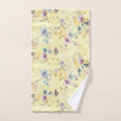 イエロかわいらしバタフライフローラパステル バスタオルセット (ハンドタオル)