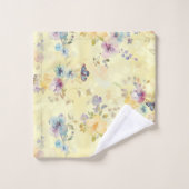 イエロかわいらしバタフライフローラパステル バスタオルセット (ウォッシュタオル)