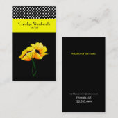 イエロかわいらしポピーと水玉模様名刺 名刺 (正面/裏面)