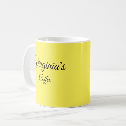 イエロかわいらしーパーソナライズされたコーヒーマグ コーヒーマグカップ (正面左)