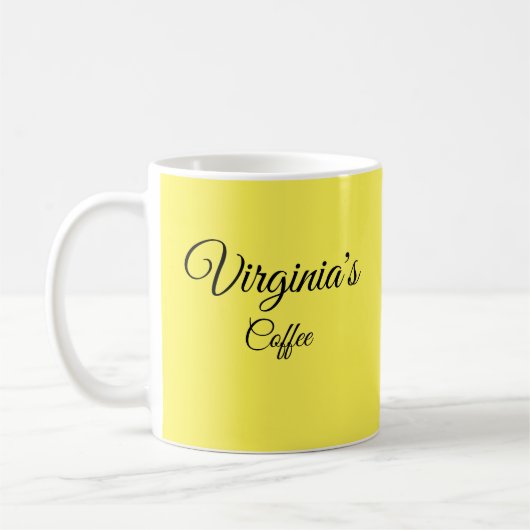 イエロかわいらしーパーソナライズされたコーヒーマグ コーヒーマグカップ (左)