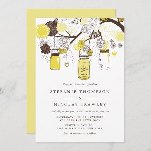 イエロつるーのメイスン・結婚ジャース 招待状 (正面/裏面)