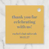 イエロはっきりしたグレイカスタムキュートバルミツワーありがとう フェイバータグ (裏面)