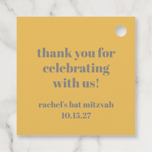 イエロはっきりしたグレイカスタムキュートバルミツワーありがとう フェイバータグ (裏面)