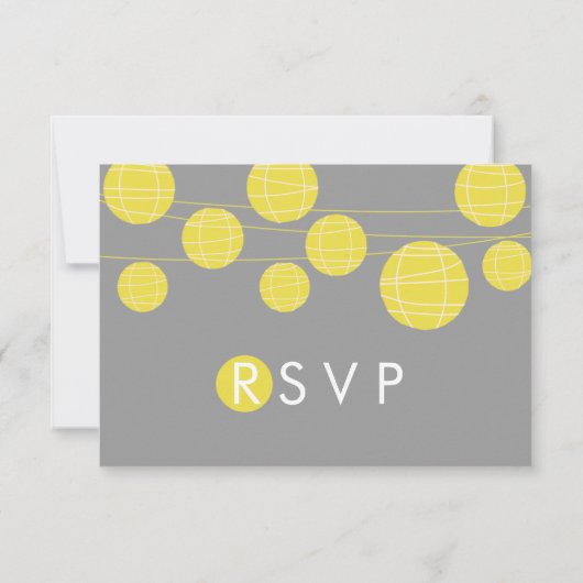 イエロぶら下がったーの中国の紙ランタンRSVPカード 出欠カード (裏面)