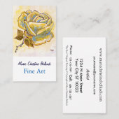 イエロエレガントベージュバラフラワーシフランスのック 名刺 (正面/裏面)