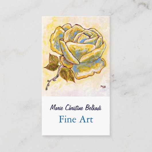 イエロエレガントベージュバラフラワーシフランスのック 名刺 (正面)