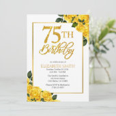 イエロエレガントーゼ75位誕生日招待状 招待状 (スタンド正面)