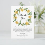 イエロエレガントーダフォジルフローラリース誕生日 サンキューカード (スタンド正面)