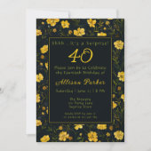 イエロエレガントーバターカップサプライズ誕生日パーティー 招待状 (正面)