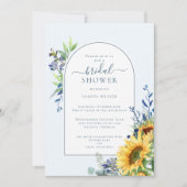 イエロエレガントーブルーサンフラワーブライダルシャワー 招待状 (正面)