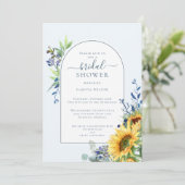 イエロエレガントーブルーサンフラワーブライダルシャワー 招待状 (スタンド正面)