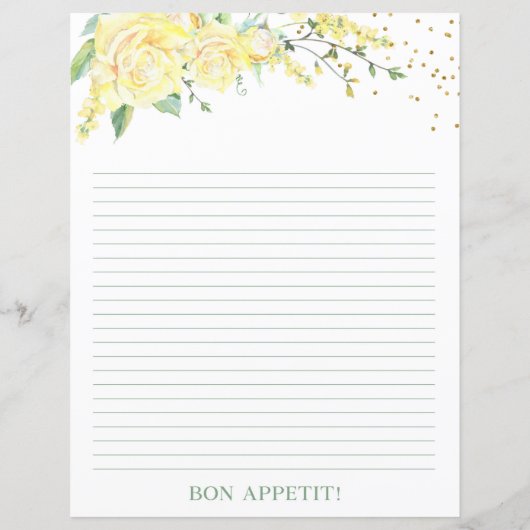 イエロエレガントーローズフローラブライダルシャワーレシピ (裏面)