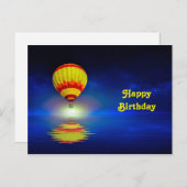 イエロカラフルホットエアバルーン誕生日 ポストカード (正面/裏面)