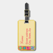 イエロキルトブロック荷物又は裁縫機械ラベル ラゲッジタグ (正面縦)