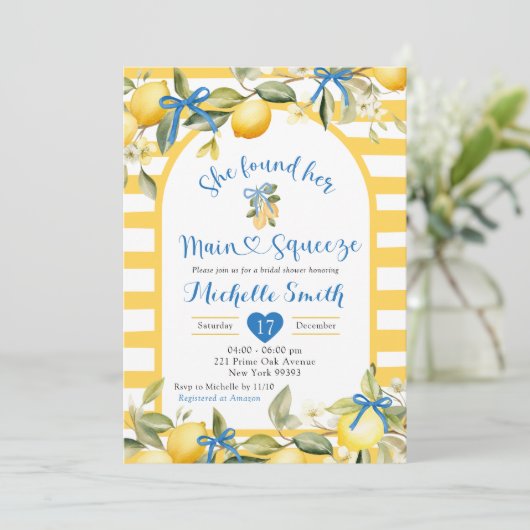 イエロスブルーレモンメインスクイーズブライダルシャワー 招待状 (スタンド正面)
