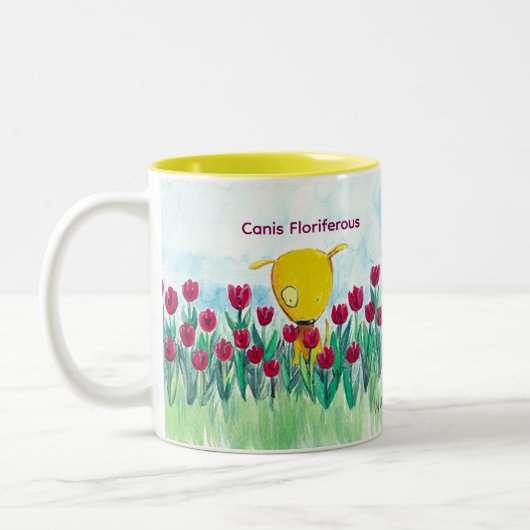 イエロドギー "Canis Floriferous" コーヒーマグ ツートーンマグカップ (左)