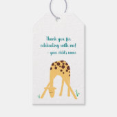 イエロパーソナライズされたキリン赤ちゃんシャワー誕生日 ギフトタグ (正面)