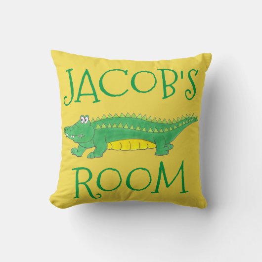 イエロパーソナライズされたーグリーンゲーターアリゲータークロック クッション (正面)