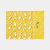 イエロパーソナライズされたーレインボー・ユニコーンと名付ける フリースブランケット (正面(横))