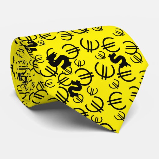 イエロファンキードル・ユーロ通貨パターンのタイ ネクタイ (ロール)