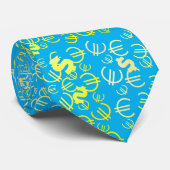 イエロファンキードル・ユーロ通貨パターンのタイ ネクタイ (ロール)