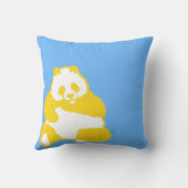イエロポップ・アートのパンダスカイブルー装飾用クッション クッション (裏面)