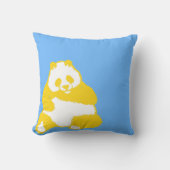 イエロポップ・アートのパンダスカイブルー装飾用クッション クッション (正面)
