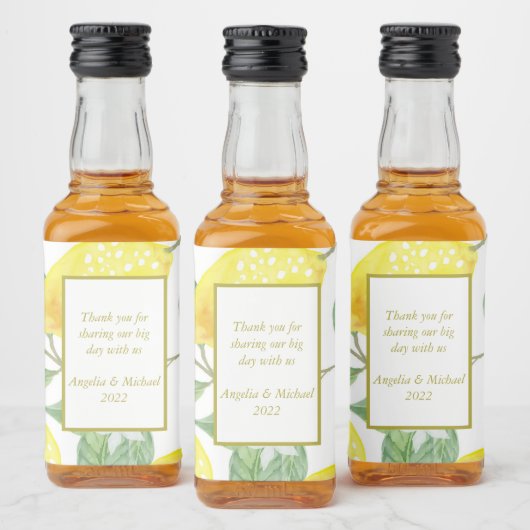 イエロモダンレモングリ葉ーンズ結婚ズ リキュールボトルラベル (ボトル)