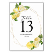 イエロモダンレモンズ&金ゴールドフレーム美しい テーブルナンバー (裏面)