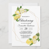 イエロモダンレモンズ&金ゴールドフレーム美しい 招待状 (正面)