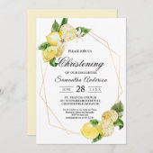 イエロモダンレモンズ&金ゴールドフレーム美しい 招待状 (正面/裏面)