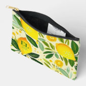イエロモダンレモンプリントパーソナライズされた アクセサリーポーチ (見開き)