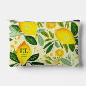 イエロモダンレモンプリントパーソナライズされた アクセサリーポーチ (正面)