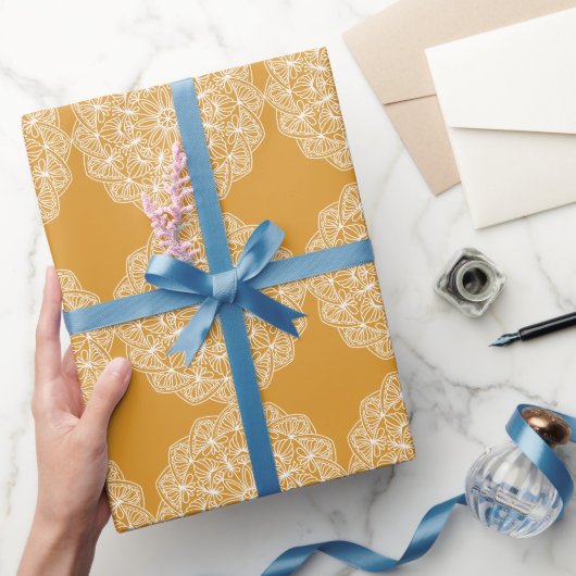 イエロモダンーエレガントホワイトホリデーパーティー ラッピングペーパー (ギフト)