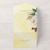 イエロモダンーディナーにホワイト牡丹フローラ オールインワン招待状 (外側)