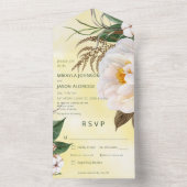 イエロモダンーディナーにホワイト牡丹フローラ オールインワン招待状 (内側)