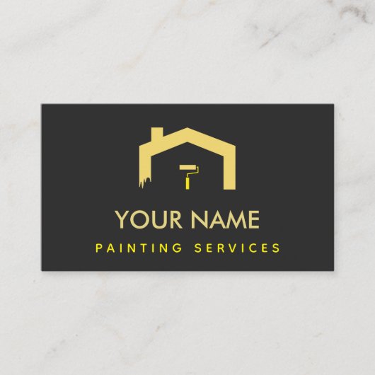 イエロモダンー絵画ブラックの家のブラシシェード 名刺 (正面)